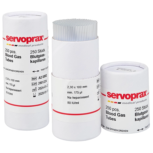 servoprax Blutgaskapillaren 125 mm | 220 µl, 80 IE/mL